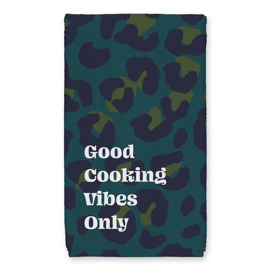 Good Cooking Vibes Only Leopard Tea Towel Set